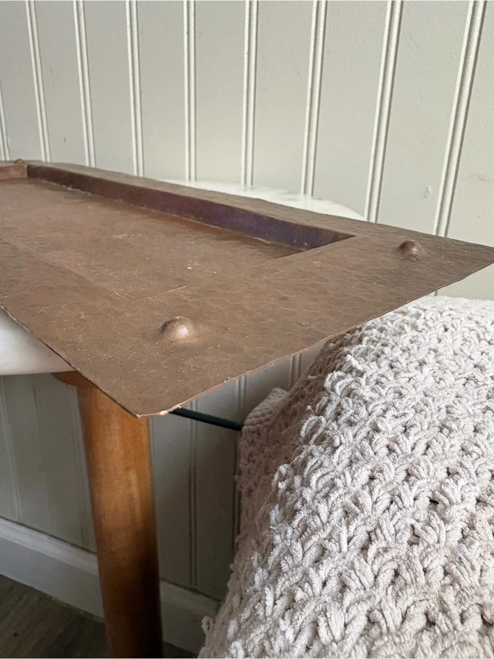 Vintage Hammered Copper Low Profile Rectanglular Decorative Tray Collectible VTG